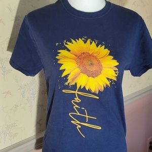 #0016 Navy Blue Sunflower Faith Shirt